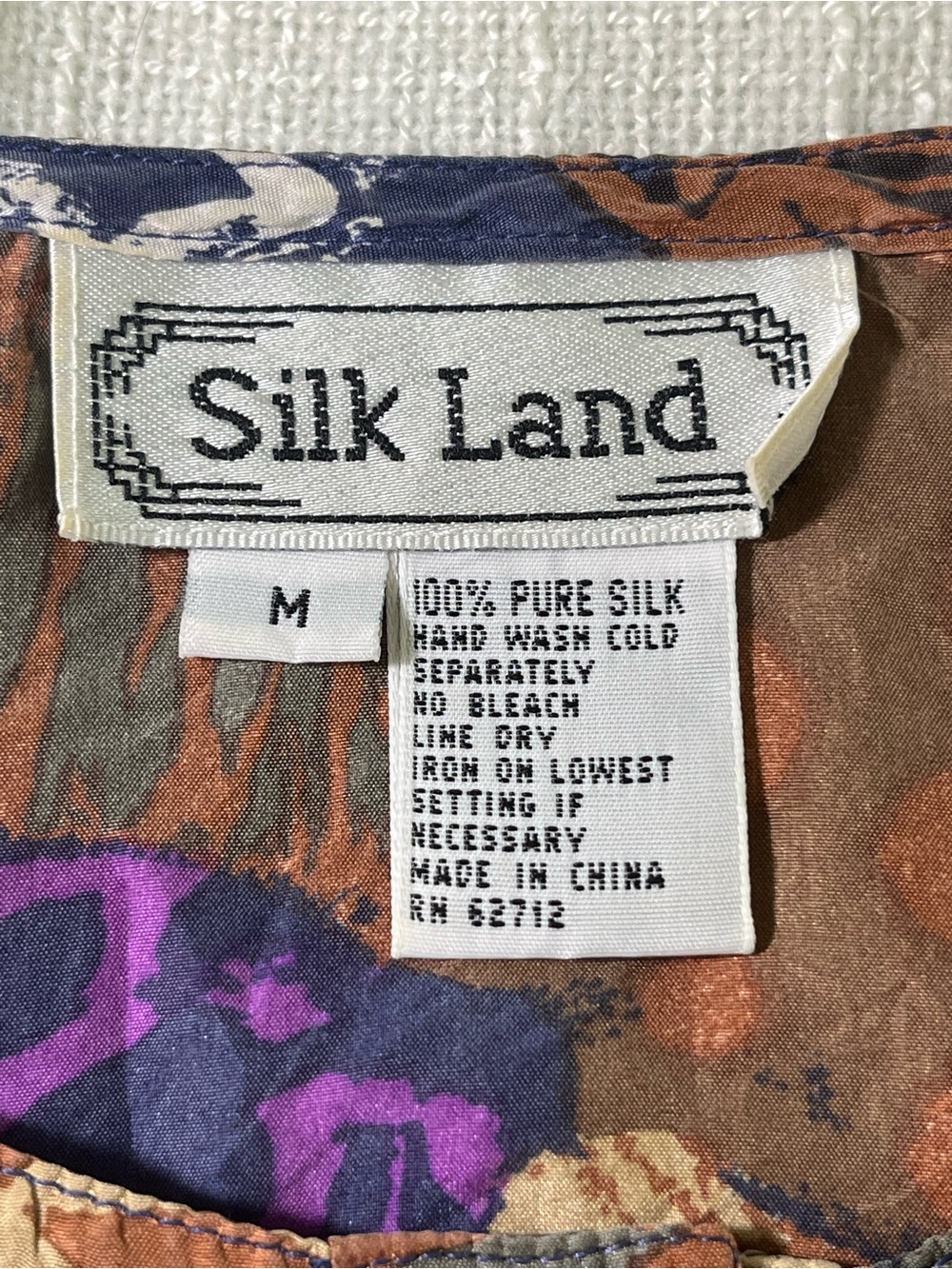 SilkLand Vintage 100% Pure Silk Women’s Patchwork Print Sleeveless Top Medium - Picture 5 of 9